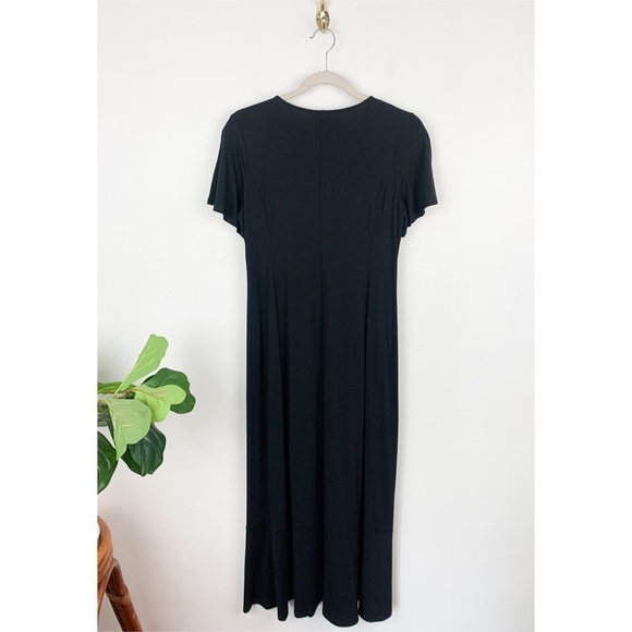 J. Jill Wearever Collection Black Flutter Sleeve Stretch Jersey Knit Maxi Dress - Picture 2 of 7